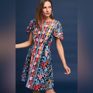 Anthropologie Eva Franco Ferrah fit and flair embroidered dress